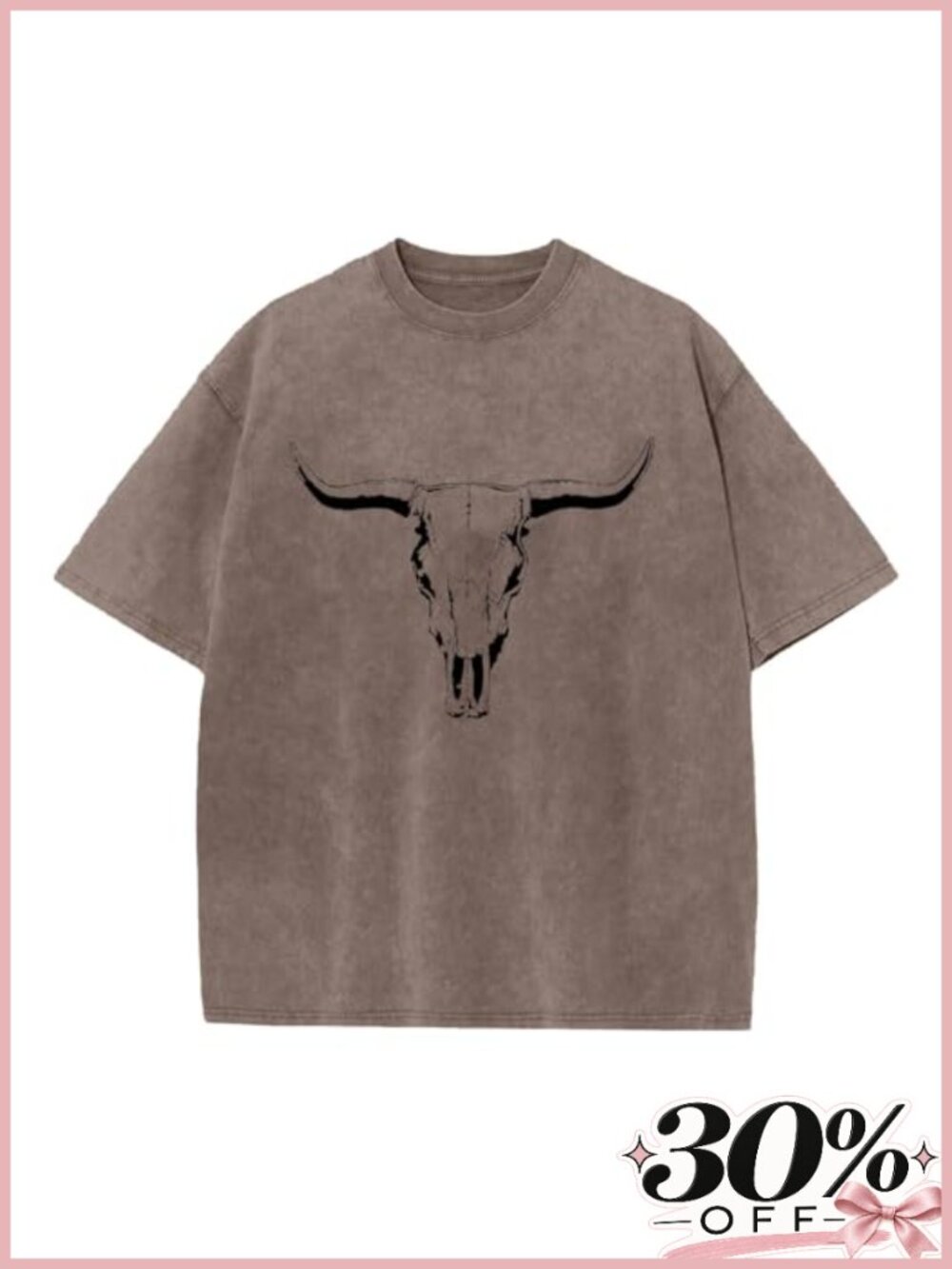 Men's Cotton Cow Skull Graphic T-Shirt Western Rodeo Country Tee